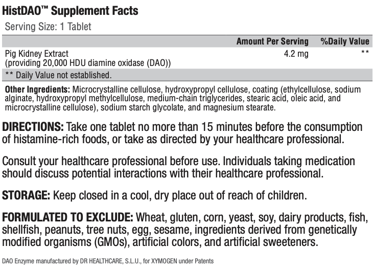 HistDAO Supplement Facts