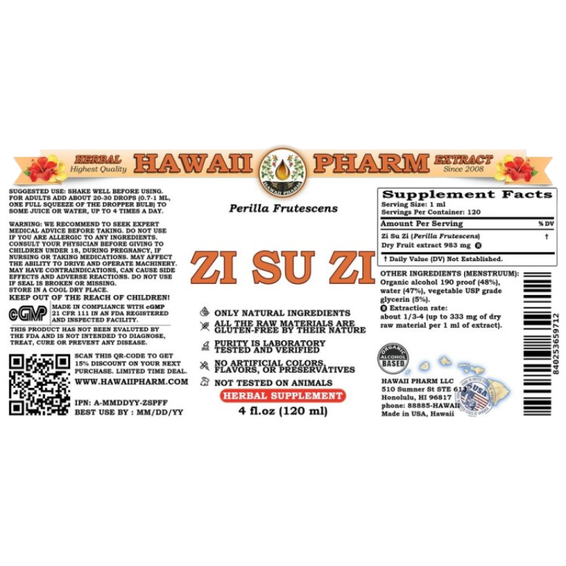 Zi Su Ye Liquid Extract, Zi Su Ye (Perilla Frutescens) Dried Leaf Tincture