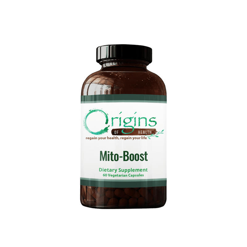Origins of Health Mito-Boost supplement bottle